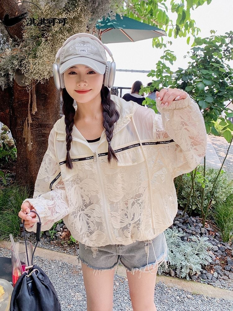 数量限定 美人度アップ 透け感 日焼け対策 冷房対策 UVカット フード付き パーカーins-4975