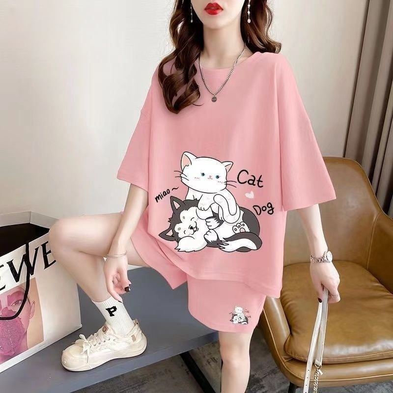 大人可愛い 上質 半袖Tシャツⅹパンツセット全4色 男女兼用 ins-6551