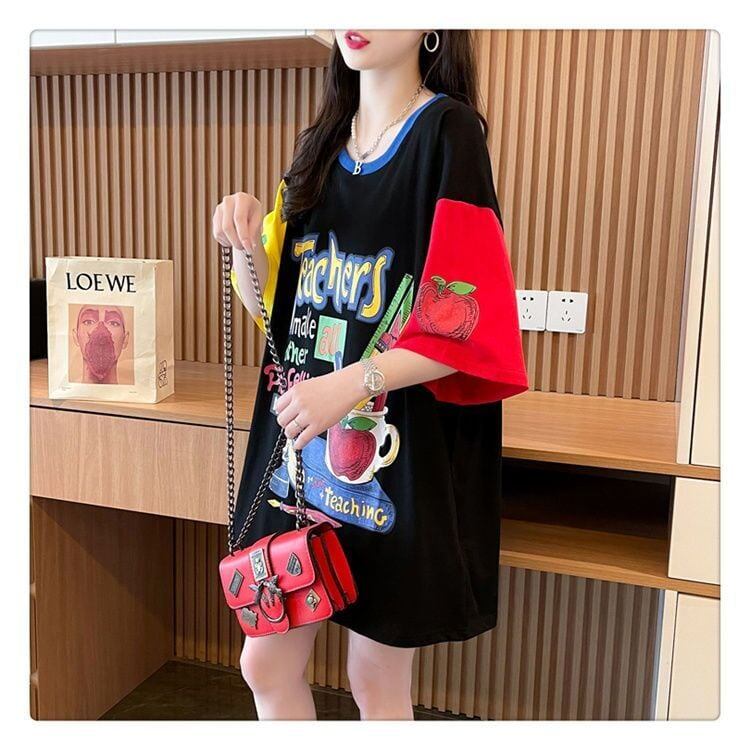 おすすめ 個性派 アルファベット プリントTシャツ ゆったり半袖ins-8090
