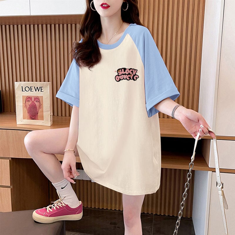 おすすめ 定番シンプル 切り替え プリント 4色選択 半袖Tシャツins-8583