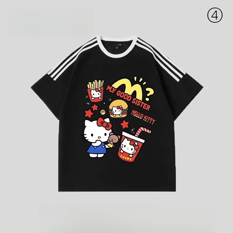 早い者勝ち カジュアル キュート 切り替え プリント 半袖Tシャツins-8618