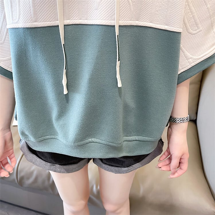 高級感 半袖 帽子付き Tシャツ スウェット  ins-8640