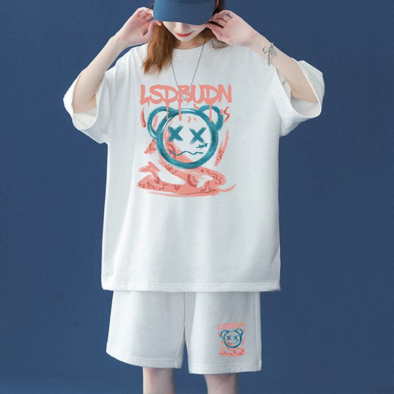 早い者勝ち 半袖Tシャツⅹパンツセット全4色 男女兼用ins-6554