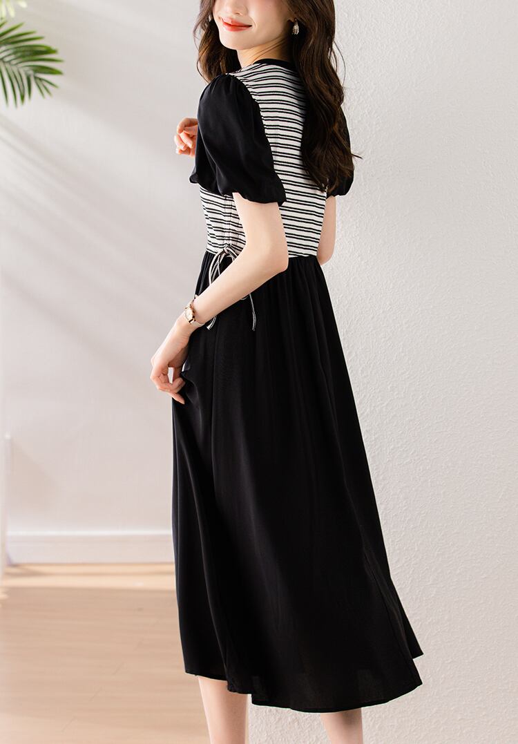 絶対欲しい  カジュアル エレガント切 り替え ストライプ柄 ワンピースins-8229