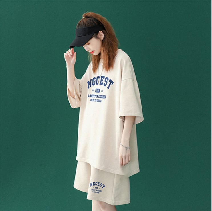 【半額!期間限定!!】売り切れ必至 カジュアル 半袖Tシャツⅹパンツセット全4色 男女兼用ins-6574