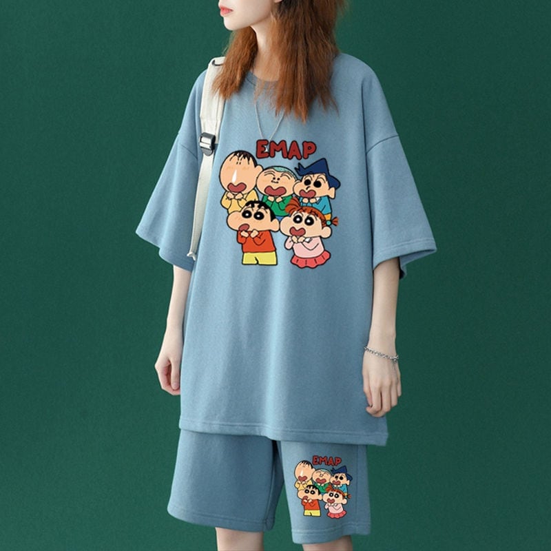 【ランキングNO.2】【半額セール】話題沸騰中 男女兼用 半袖Tシャツⅹパンツセット全4色ins-8063