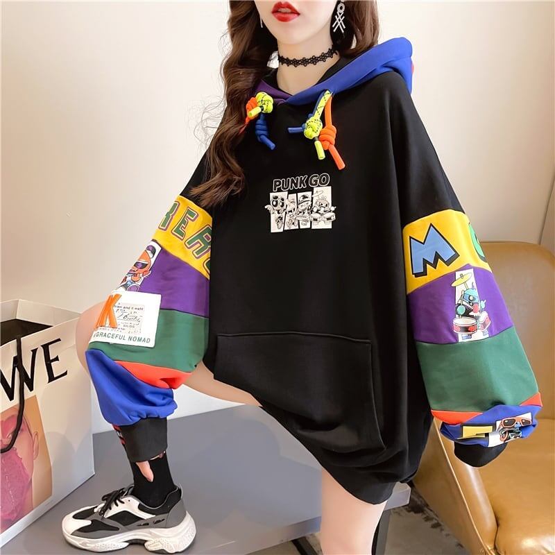 【半額!期間限定!!】(裏起毛あり)ファッション 個性派 キュート 長袖 スウェット パーカー トップスins-2160