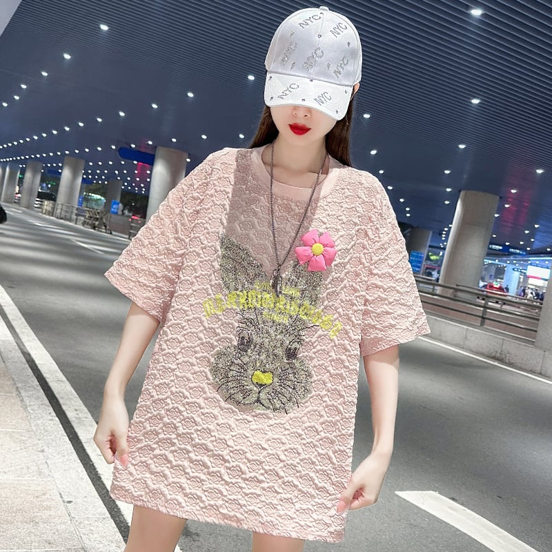 話題沸騰中 カジュアル キュート ホットダイヤモンド 半袖Tシャツins-8626