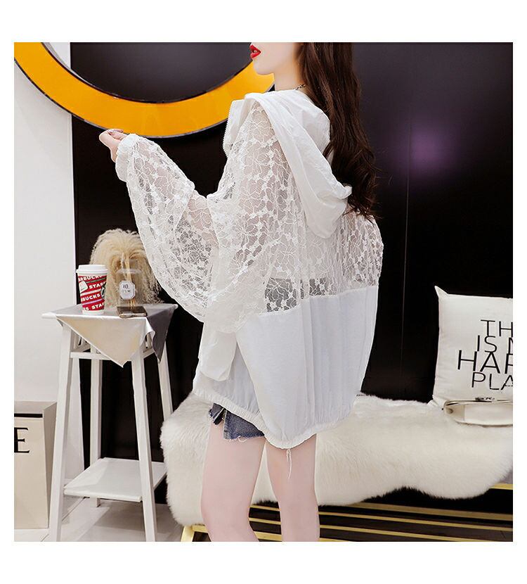 超人気 透け感 UVカット UV対策 長袖レース刺繍シャツ ins-4957