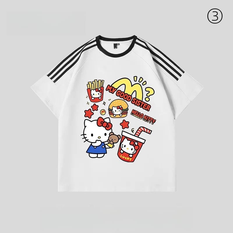 早い者勝ち カジュアル キュート 切り替え プリント 半袖Tシャツins-8618