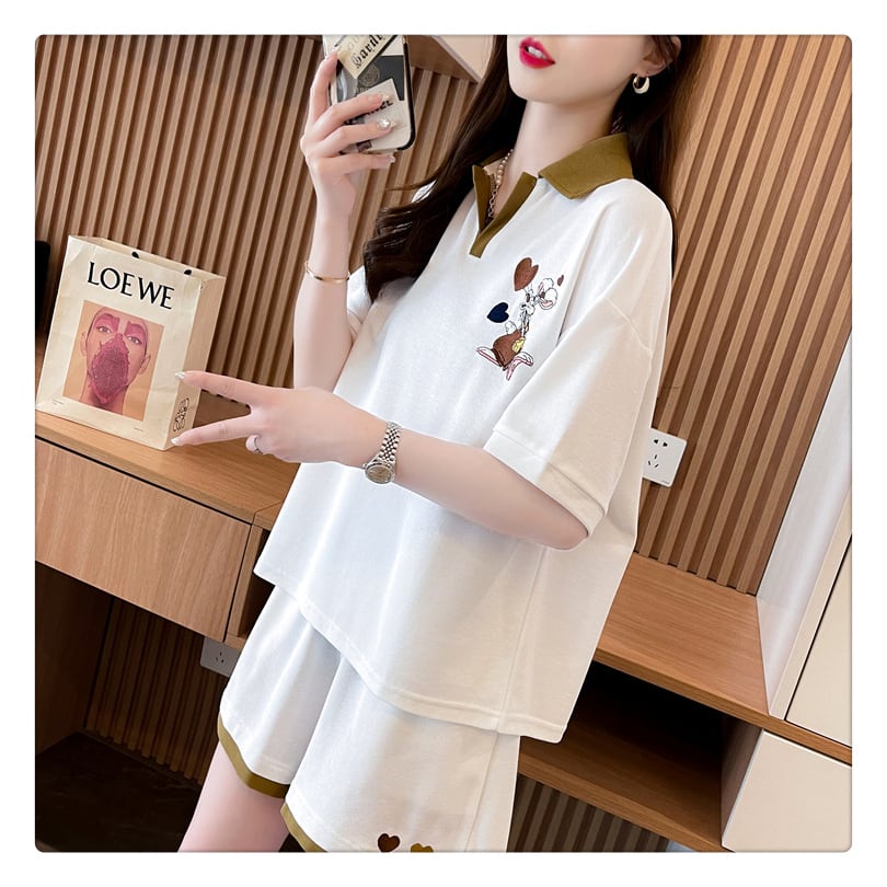 定番シンプル カジュアル 切り替え 半袖Tシャツⅹパンツセット全3色 ins-8267
