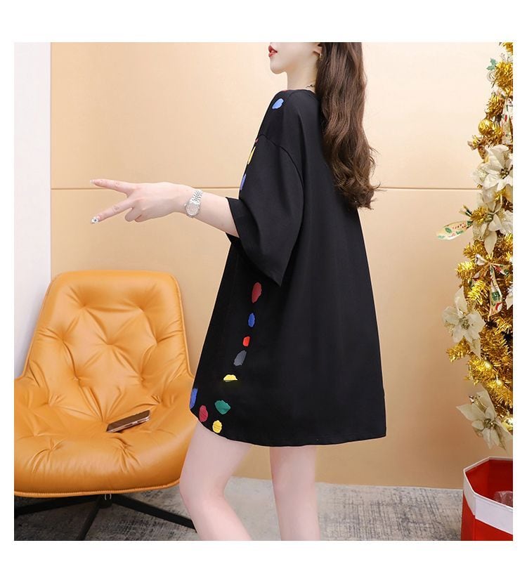 売り切れ必至 ファッション プリント 切り替え 全2色 半袖Tシャツins-8623