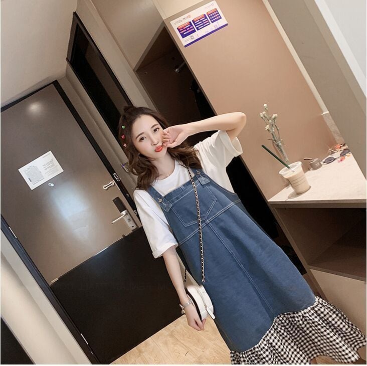 話題沸騰中 オシャレ度満点 切り替え 半袖Tシャツ+ワンピース セットアップins-8322