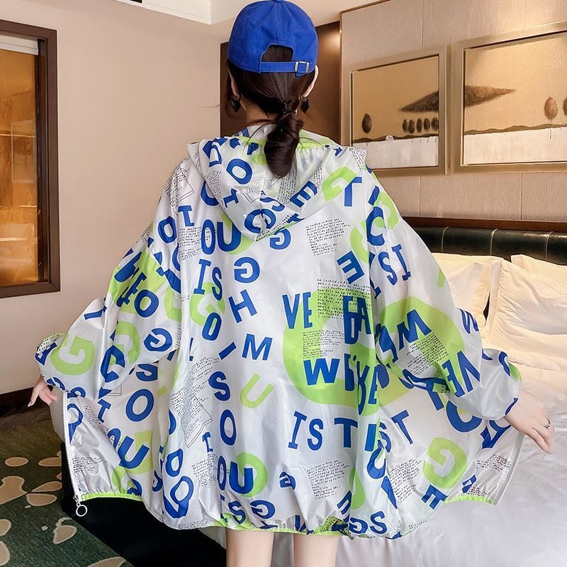 今季マストバイ プリント長袖 薄手 日焼け止め ゆったり パーカーins-8181