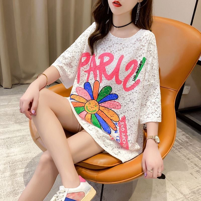 美人度アップ スウィート ゆったり 半袖Tシャツins-8130