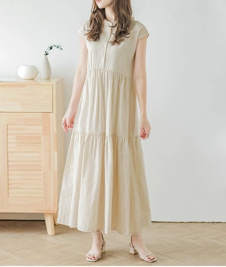 新商品 エレガント シンプル ストライプ柄  ワンピース全4色ins-8143