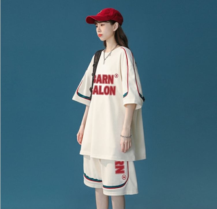 大好評 カジュアル ファッション ルーズ半袖Tシャツⅹパンツセットins-6539