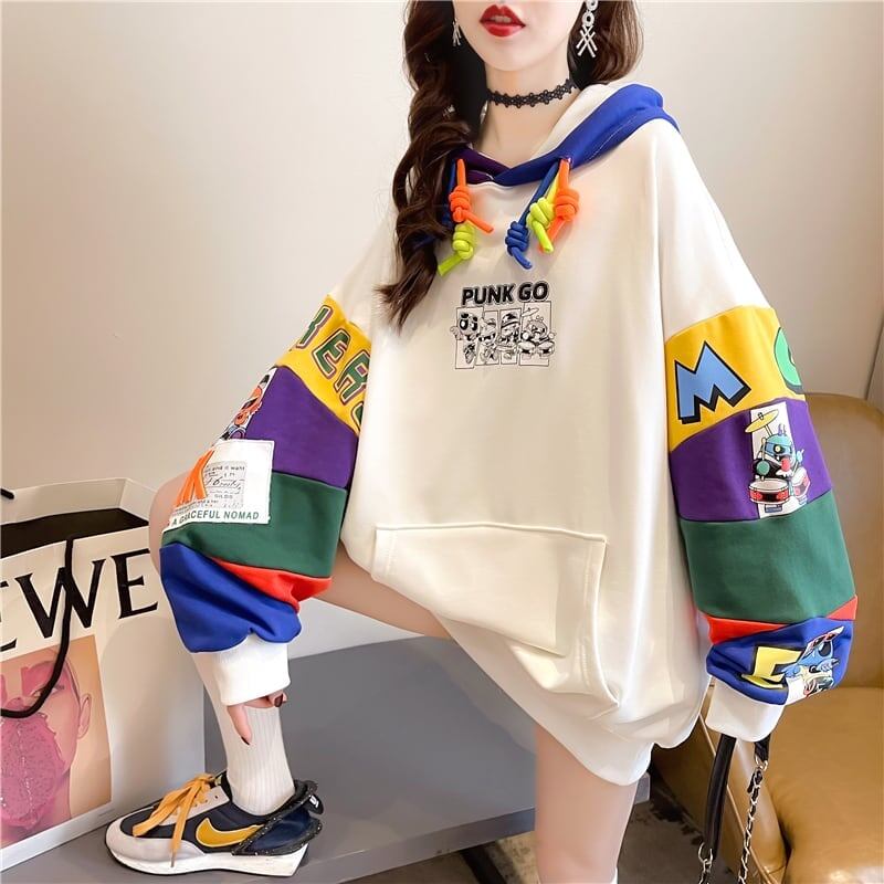 【半額!期間限定!!】(裏起毛あり)ファッション 個性派 キュート 長袖 スウェット パーカー トップスins-2160
