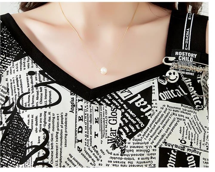 【半額!期間限定!!】絶対流行 個性派 特別デザイン シフォン プリント 半袖Tシャツins-8610