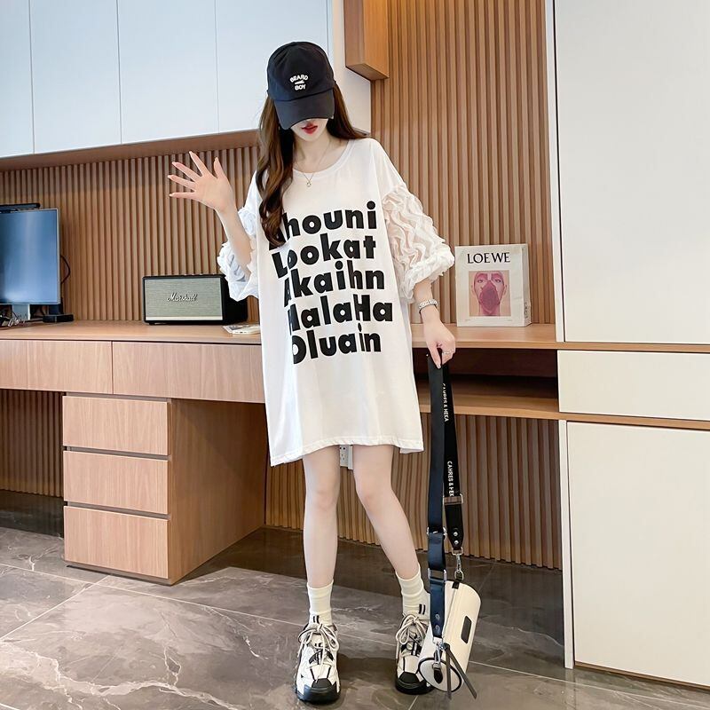 ファッション 個性派 切り替え プリント 3色選択 半袖Tシャツins-8548