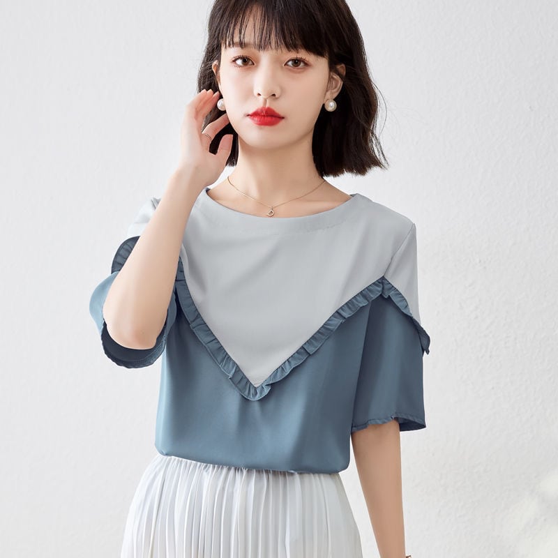 【半額!期間限定!!】 定番シンプル ファッション 上質 シフォン 半袖ins-6595