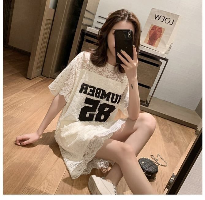 【半額!期間限定!!】大活躍 ファッション アバンギャルド レース 切り替え 半袖ワンピースins-8526