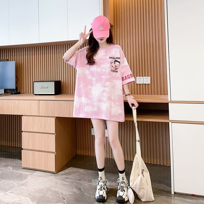 超人気 ロゴ プリント ゆったり 3色 半袖Tシャツins-8348