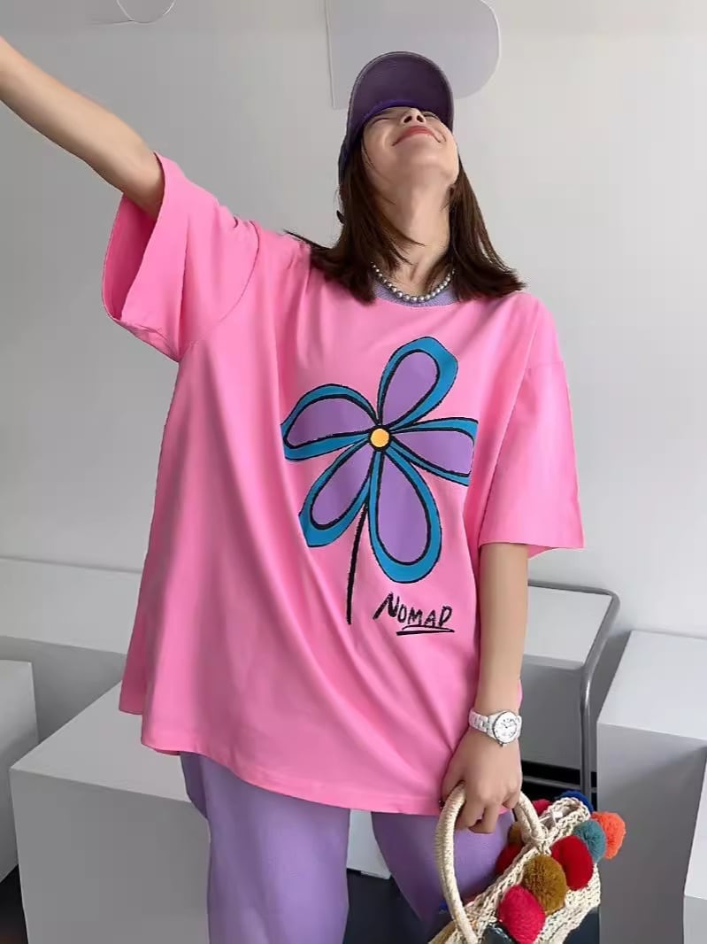【新商品】大注目ビッグロゴ ゆったりトップス 半袖Tシャツ全3色ins-4917