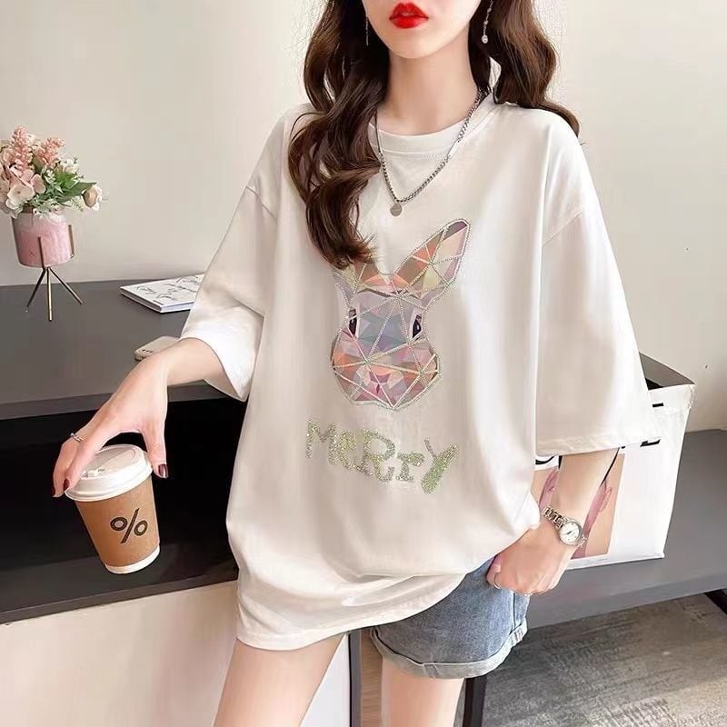 好感度UP 特別デザイン ビッグロゴ ロング Tシャツ 全2色 半袖 ワンピースins-4944