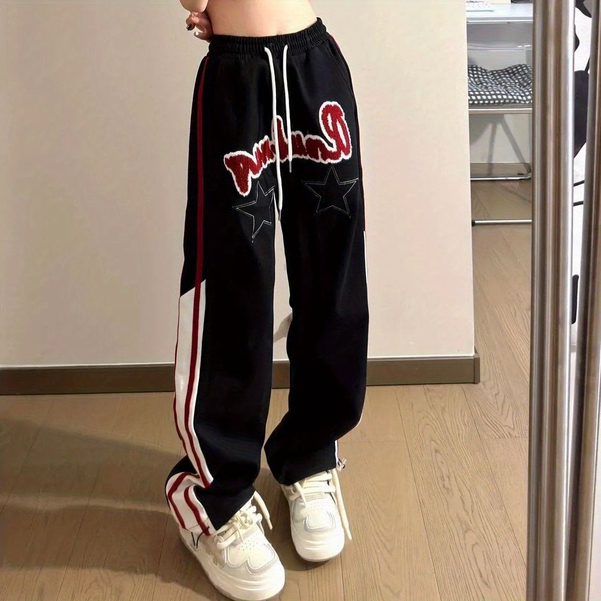 絶対欲しい アバンギャルド ストライプ 柄 切り替え 男女兼用 パンツ ins-4991