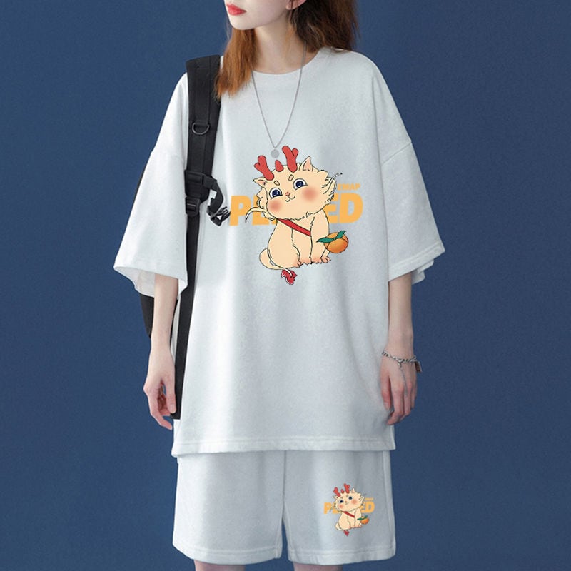 【半額セール】早い者勝ち 男女兼用 半袖Tシャツⅹパンツセット全4色ins-6548