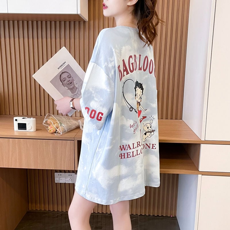超人気 ロゴ プリント ゆったり 3色 半袖Tシャツins-8348