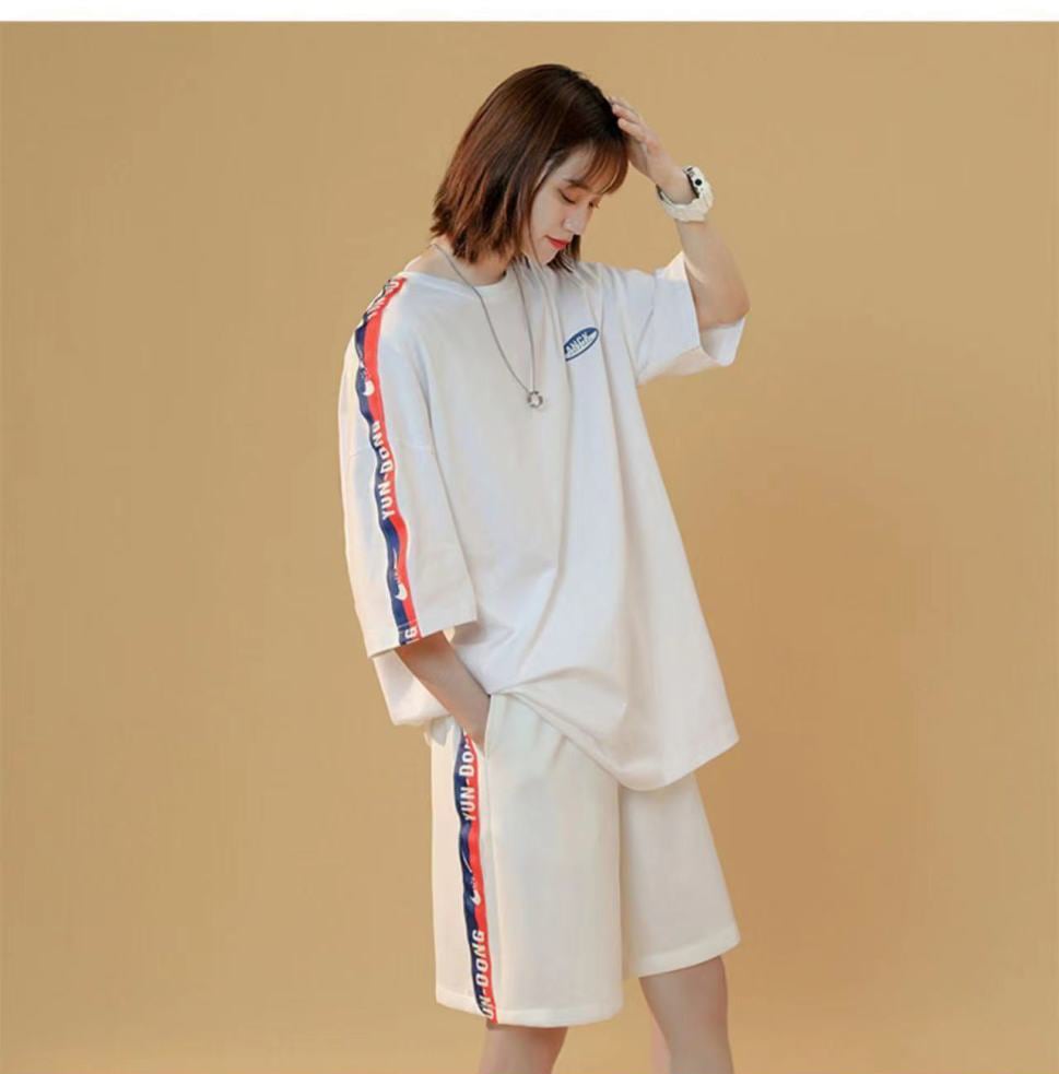 今季マストバイ カジュアル ルーズ 半袖Tシャツⅹパンツセット全2色ins-8197