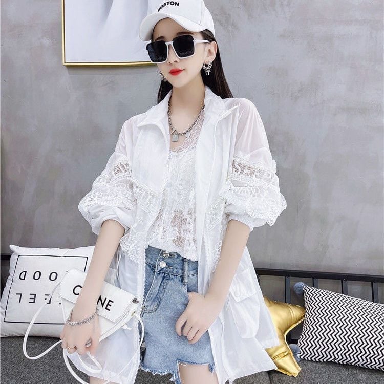 話題沸騰中 UVカット夏 長袖 薄手 透け感 日焼け止め ゆったり シャツins-4999