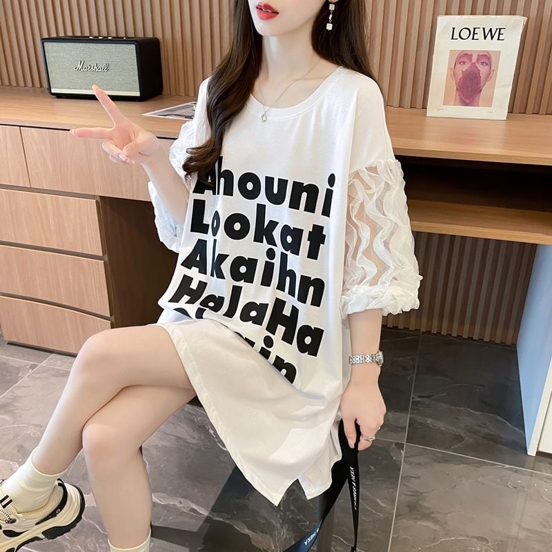 ファッション 個性派 切り替え プリント 3色選択 半袖Tシャツins-8548