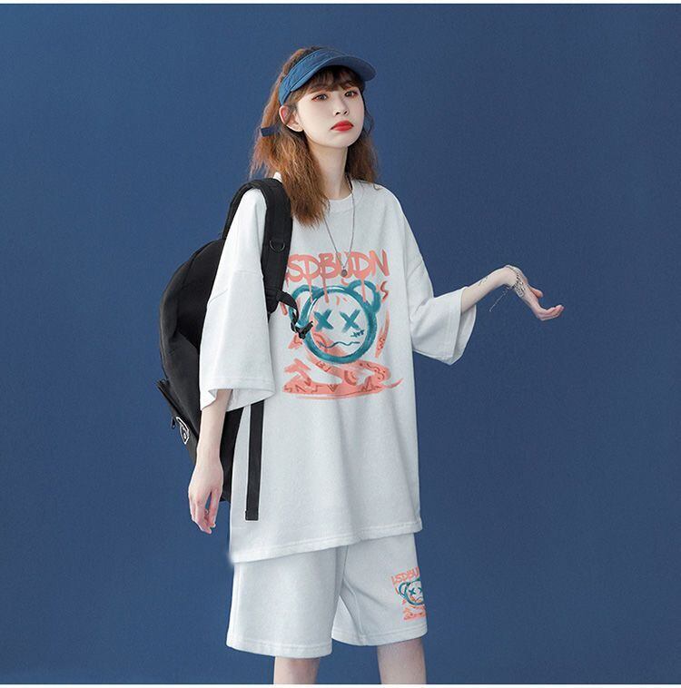 早い者勝ち 半袖Tシャツⅹパンツセット全4色 男女兼用ins-6554