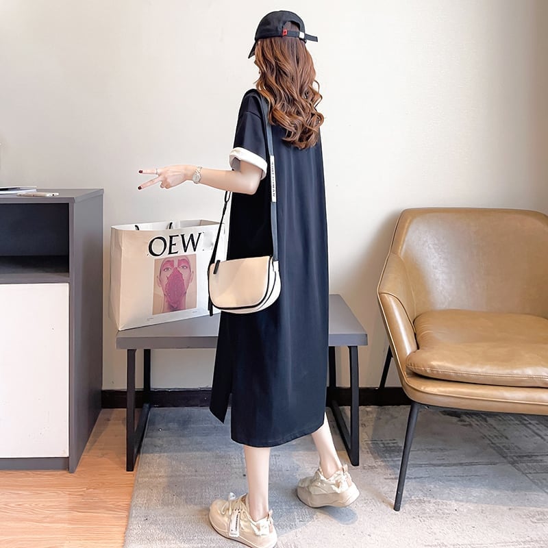 スタイリッシュ 一目惚れ プリント Tシャツ カットソー ワンピースins-3575
