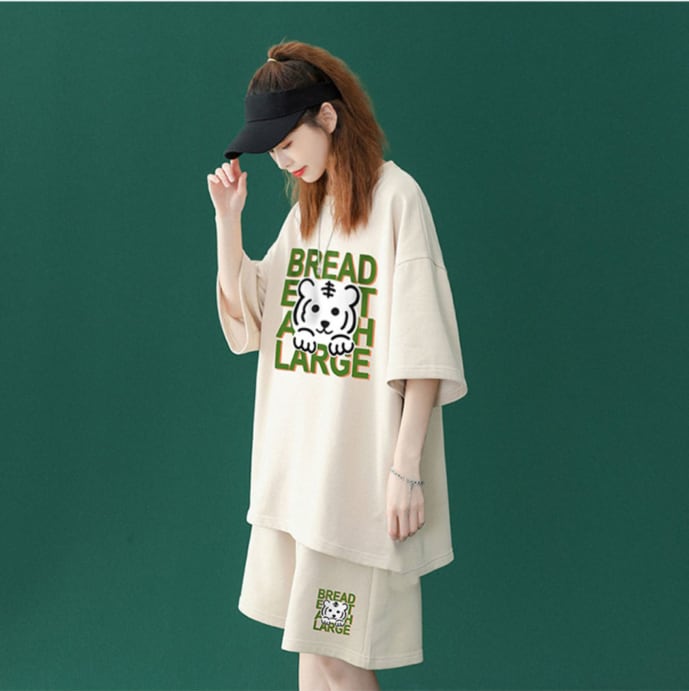 大人可愛い ルーズ  半袖Tシャツⅹパンツセット全5色 男女兼用ins-6555