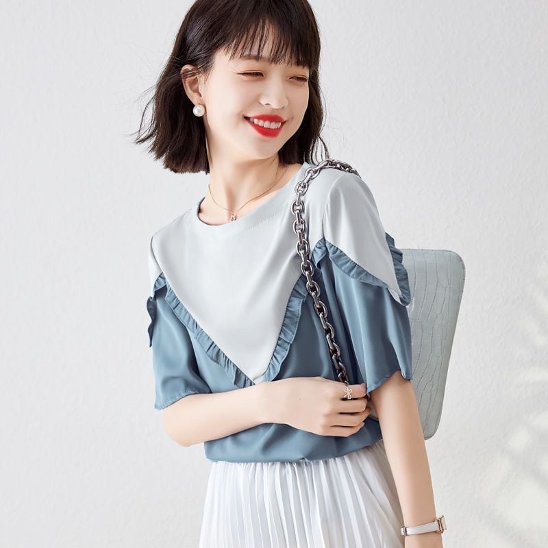 【半額!期間限定!!】 定番シンプル ファッション 上質 シフォン 半袖ins-6595