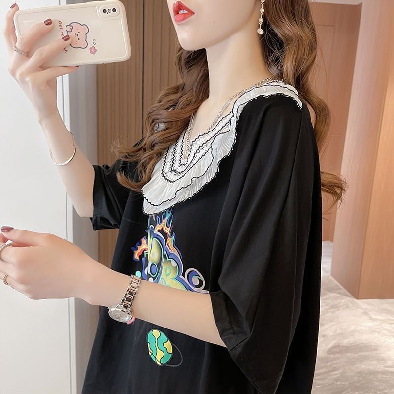 【半額!期間限定!!】オシャレ度満点 着心地抜群 キュート プリント 全3色 Tシャツ カットソーins-8536