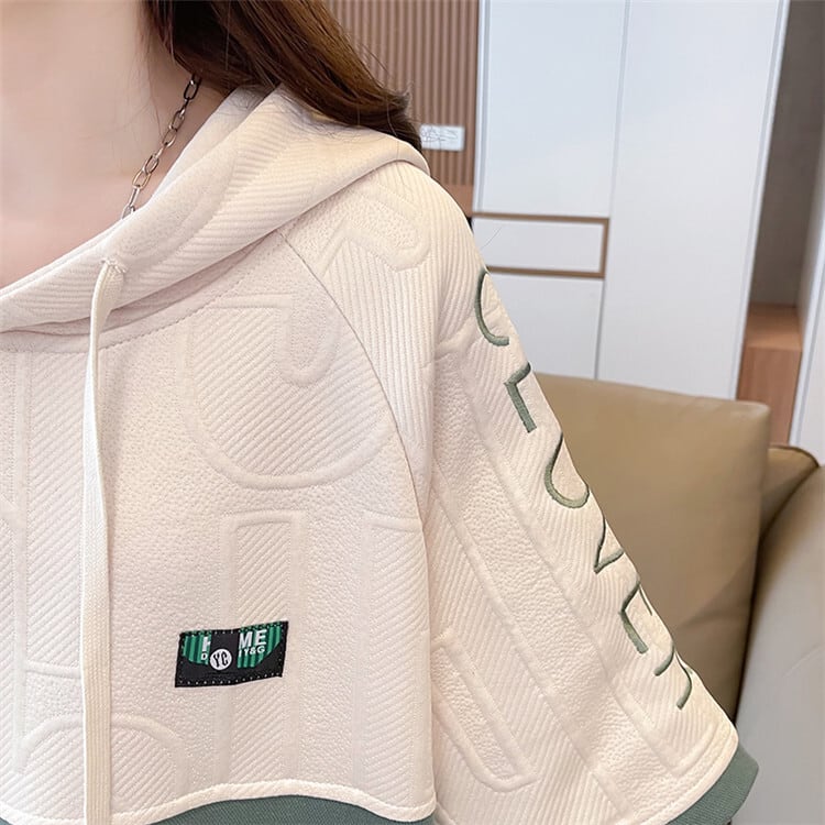 高級感 半袖 帽子付き Tシャツ スウェット ins-8640
