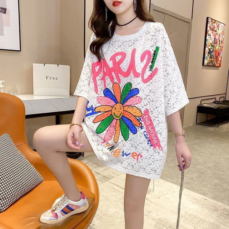 美人度アップ スウィート ゆったり 半袖Tシャツins-8130