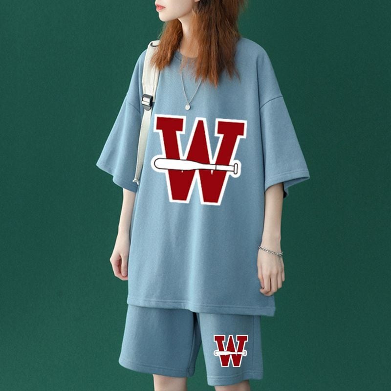 【半額セール】大好評 男女兼用 半袖Tシャツⅹパンツセット全4色ins-6540