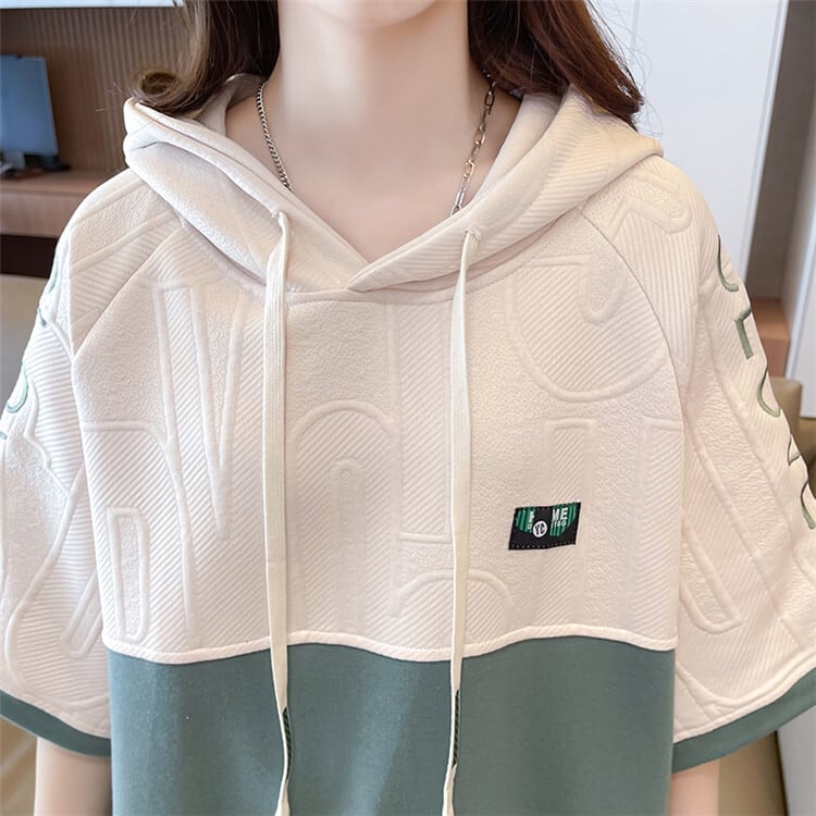 高級感 半袖 帽子付き Tシャツ スウェット ins-8640