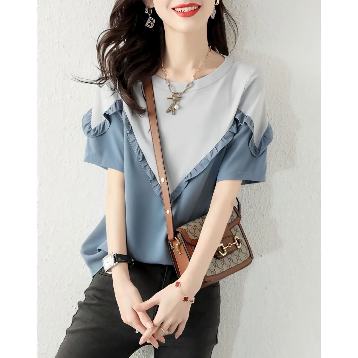 【半額!期間限定!!】 定番シンプル ファッション 上質 シフォン 半袖ins-6595