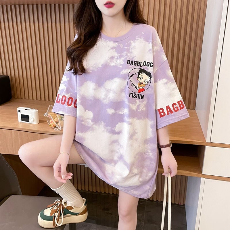超人気 ロゴ プリント ゆったり 3色 半袖Tシャツins-8348
