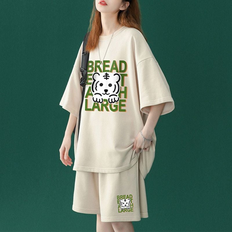 大人可愛い ルーズ 半袖Tシャツⅹパンツセット全5色 男女兼用ins-6555