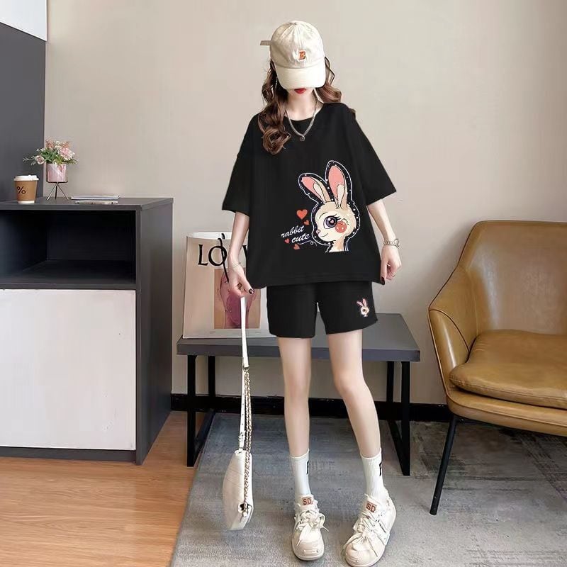 今季マストバイ 大人可愛い ルーズ 半袖Tシャツⅹパンツセット全3色 ins-8202