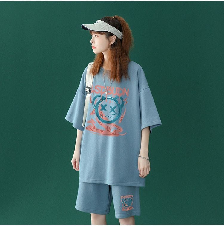 早い者勝ち 半袖Tシャツⅹパンツセット全4色 男女兼用ins-6554