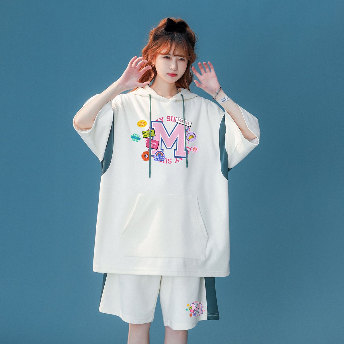 早い者勝ち 絶対流行 カジュアル 半袖Tシャツⅹパンツセットins-6534